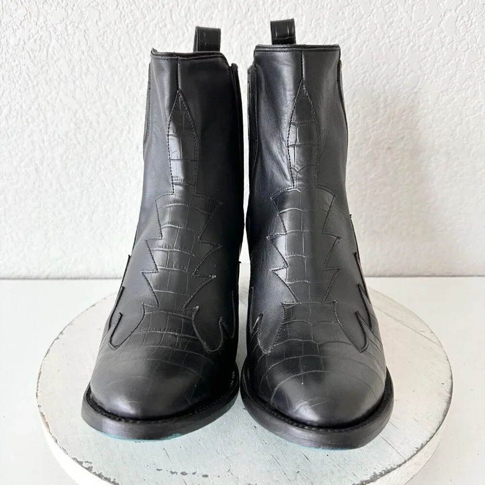 NEW Lane CHELSEA Womens Cowboy Bootie 11 Cowgirl Western Black Short Ankle Boots